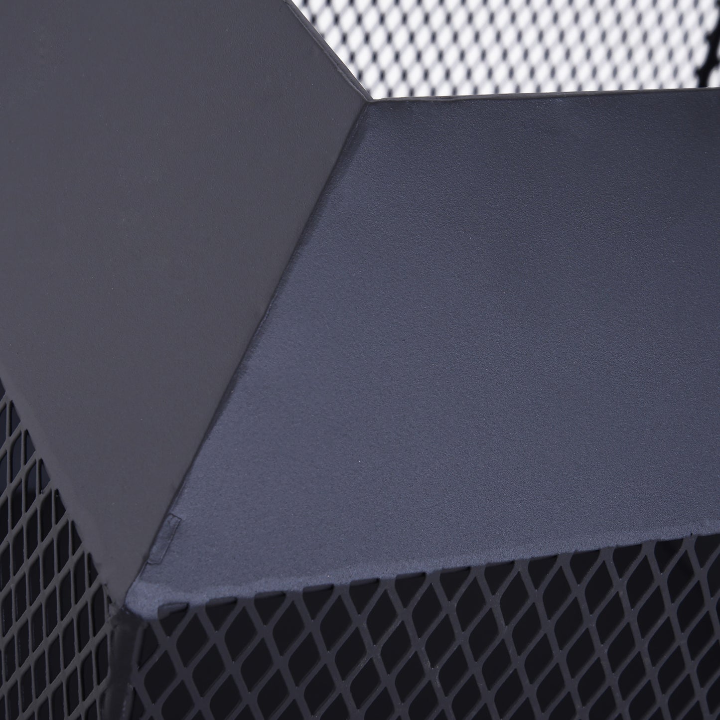 Dita Steel Black Square Outdoor Mesh Fire Pit With Lid Log Grate