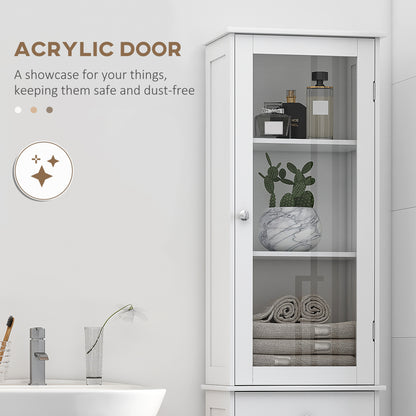Ramila Tall Bathroom Storage Cabinet With Shelves Drawer And Door In White