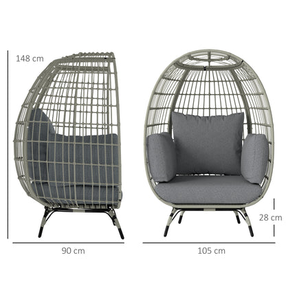 Tomova Grey Rattan Rope Grey Egg Chair with Cushions And Matching Pillows
