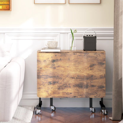Maro Wooden Brown Wood Effect Drop Leaf Dining Table With Wheels Seating 6