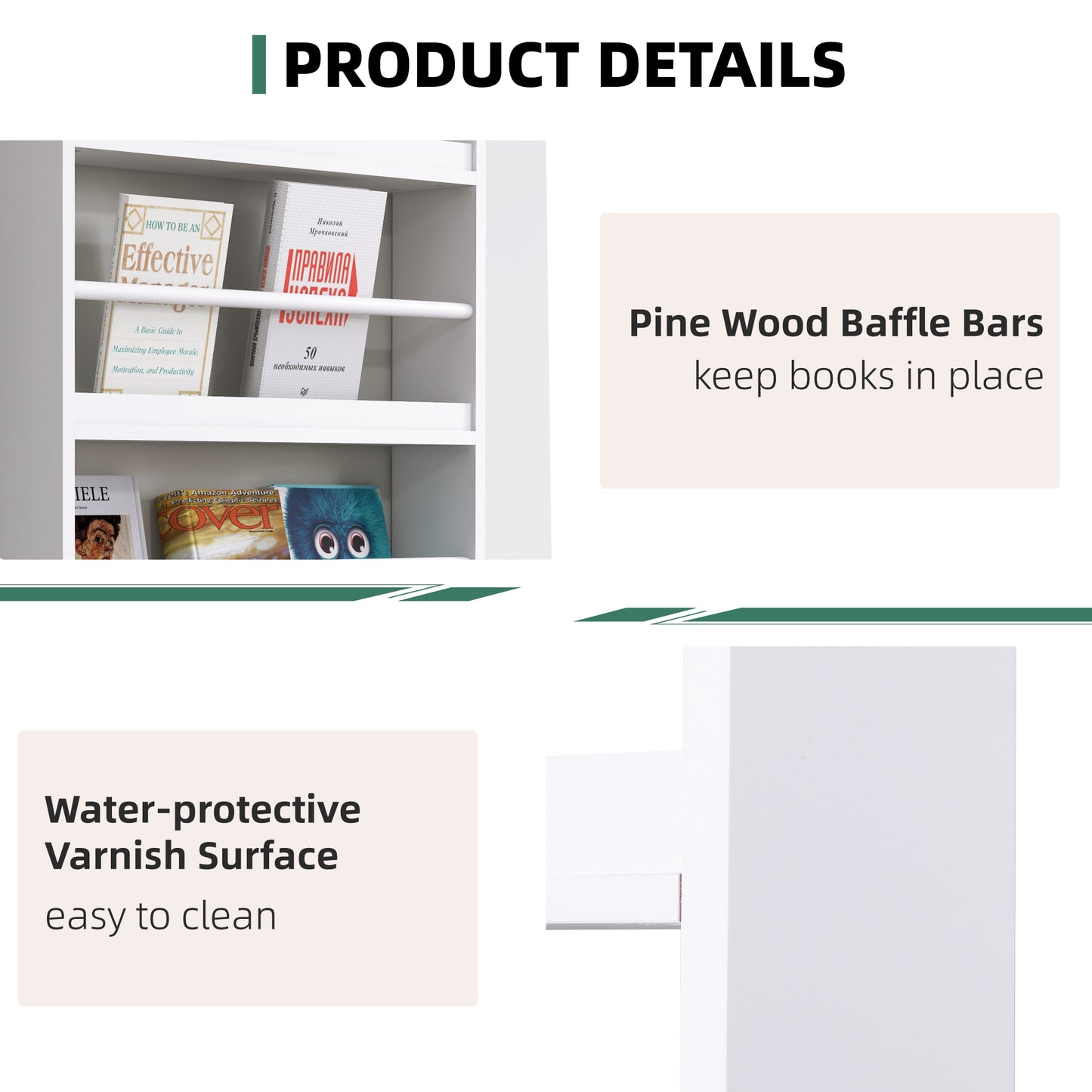Vivi Wood White Slim Wall Mounted Bookshelf With 15cm Depth