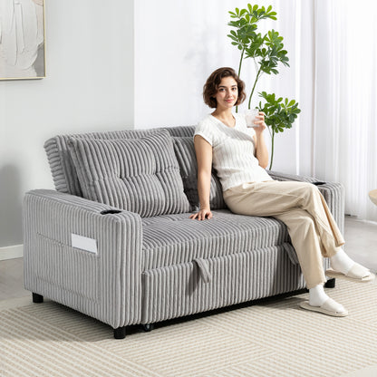 Lore Light Grey Corduroy 2 Seater Click Clack Sofa Bed