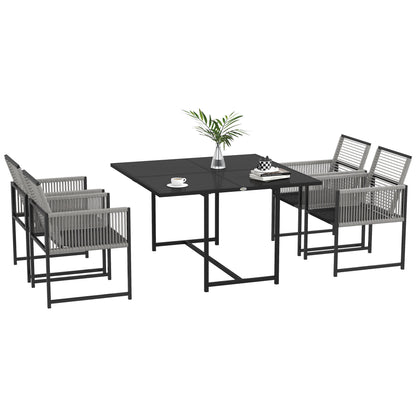 Riha Metal Grey 8 Seater Garden Dining Set Rattan String Design