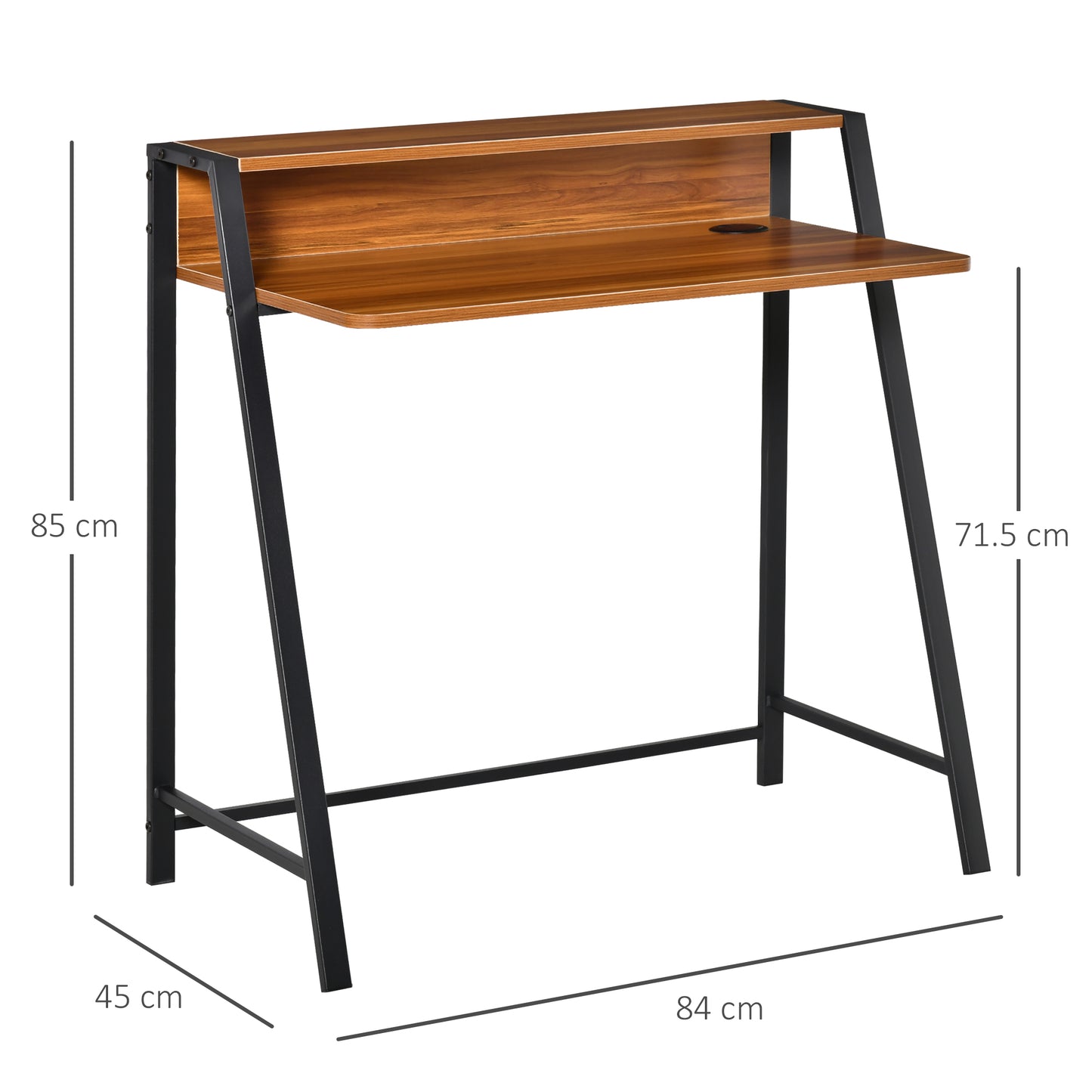 Mifaha 84cm Wooden Walnut Compact Writing Desk With Storage Shelf