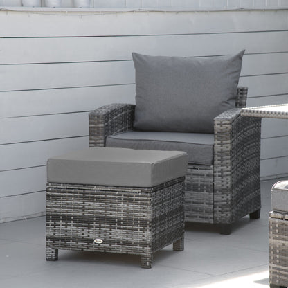 Kadone Halu Rattan Grey Square Outdoor Footstool With Cushioned Top