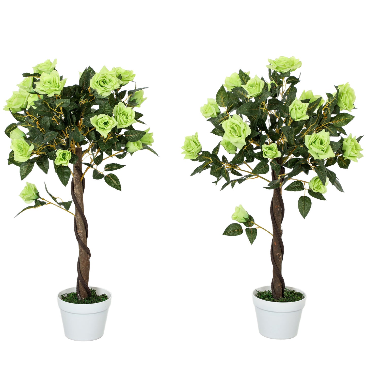 Payo Pair Of Artificial Rose Style Trees In Green Finish