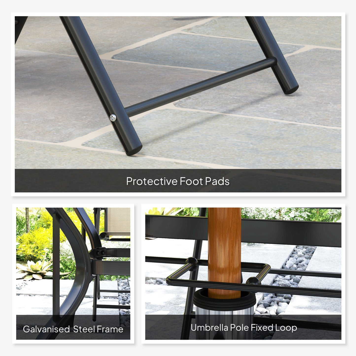 Yodiro 4 Seater Cream Mesh and Steel Frame Dining Patio