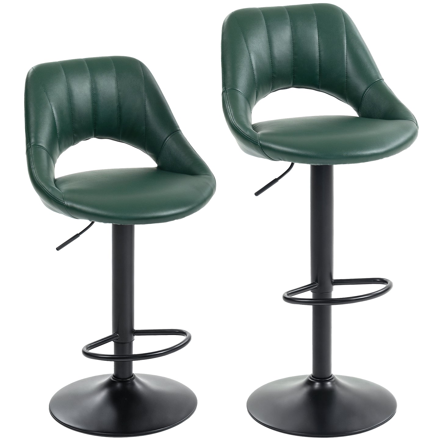 Nimba Set Of 2 Dark Green Faux Leather Counter H8 Bar Stools