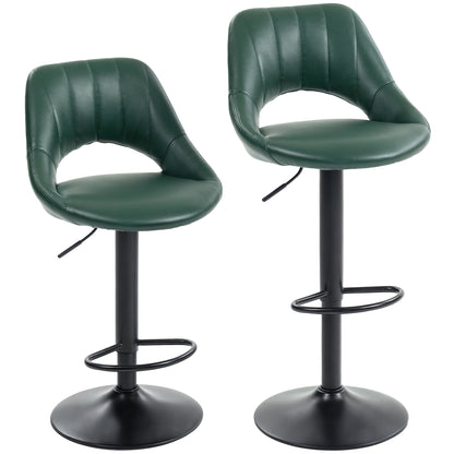 Nimba Set Of 2 Dark Green Faux Leather Counter H8 Bar Stools