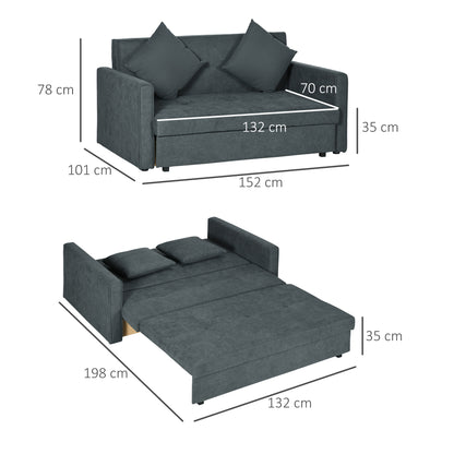 Takala Nele Snow Flannel Dark Grey 2 Seater Sofa Bed With Hidden Storage And Cushions