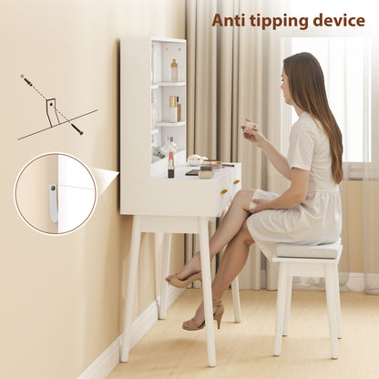 Dididi White Elegant Dressing Table With LED Mirror