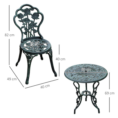 Lafira 3 Piece Cast Aluminium Garden Bistro Table And Chair Set In Green