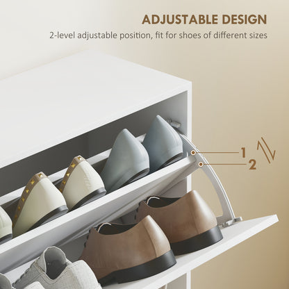 Notake Wooden White 4 Drawer Shoe Storage Cabinet
