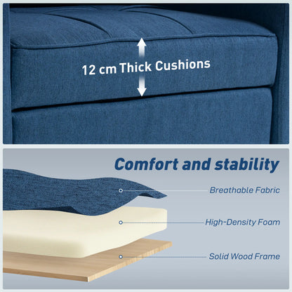 Norapa Fabric Dark Blue 3 In One Convertible Single Sofa Bed