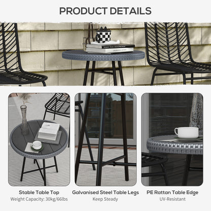 Eldoyo Grey Rattan Outdoor Garden Bistro Table
