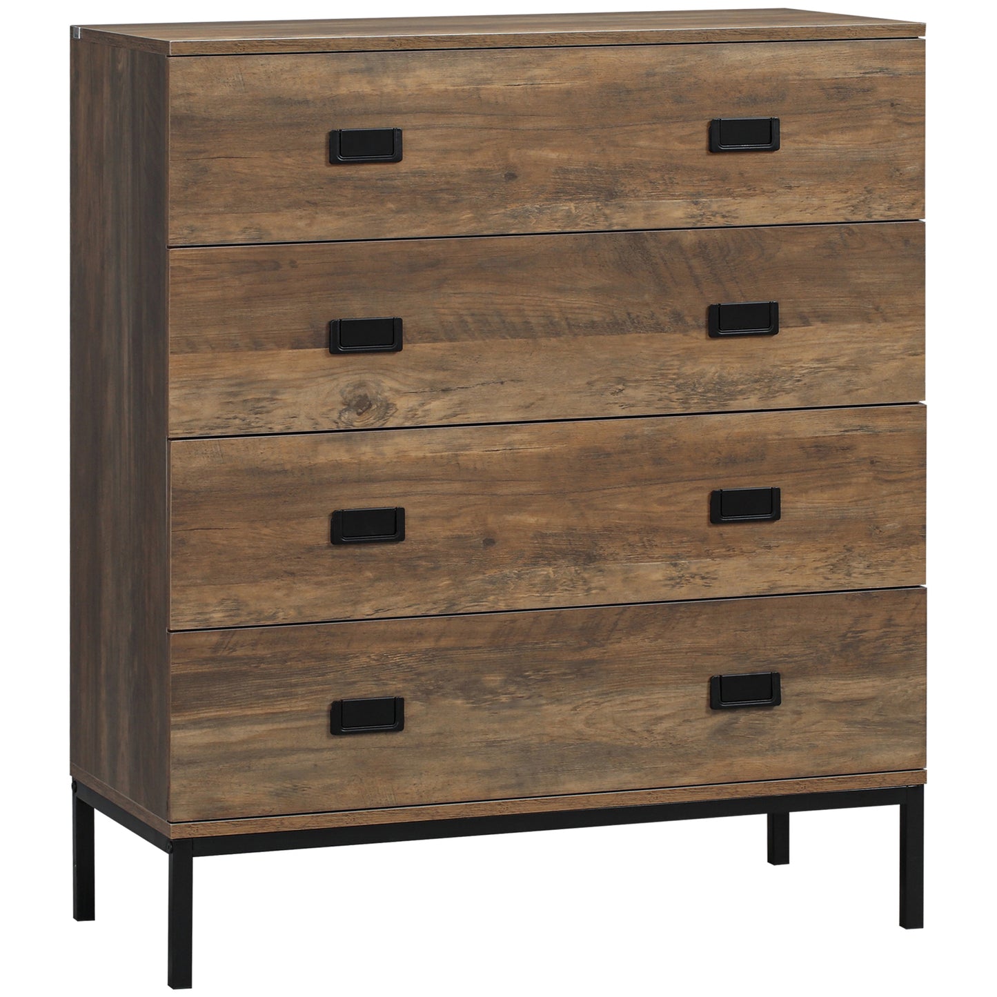Paleba Romi Metal And Wood Brown 4 Drawer Storage Chest With Steel Frame