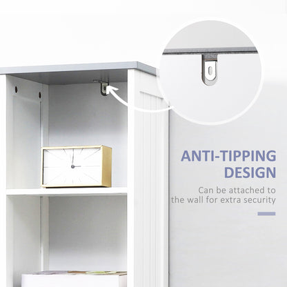 Noka Tall Slim Bathroom Linen Cabinet With Shelves Drawer And Door In White