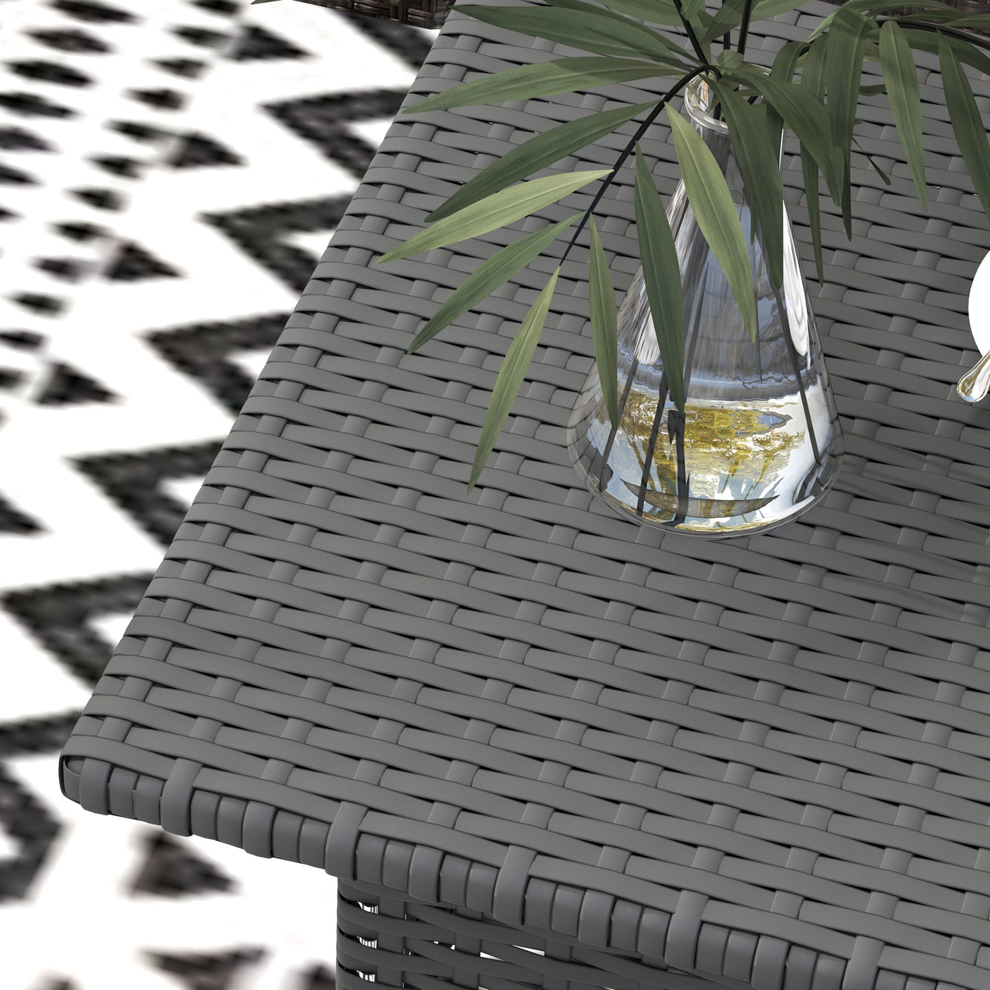 Nari Grey Rattan Outdoor Side Table With Woven Top