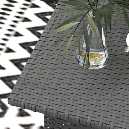 Nari Grey Rattan Outdoor Side Table With Woven Top