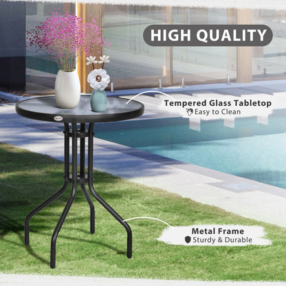 Rano Metal And Tempered Glass Outdoor Garden Round Bistro Coffee Table