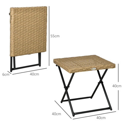 Kenila Natural Rattan Square Folding Garden Bistro Side Table