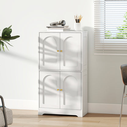Suzino 110cm Wooden White 4 Door Kitchen Storage Cabinet With Adjustable Shelves