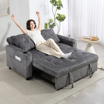 Noripa Dark Grey Corduroy 2 Seater Click Clack Sofa Bed