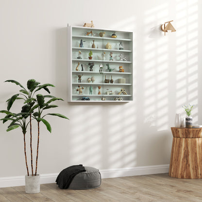 Bazizi Kedi Wood And Glass White 6 Tier Display Cabinet With Glass Doors