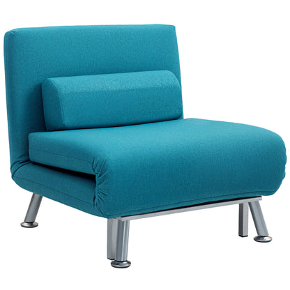 Rekele Linen Dark Blue Single Sleeper Chair