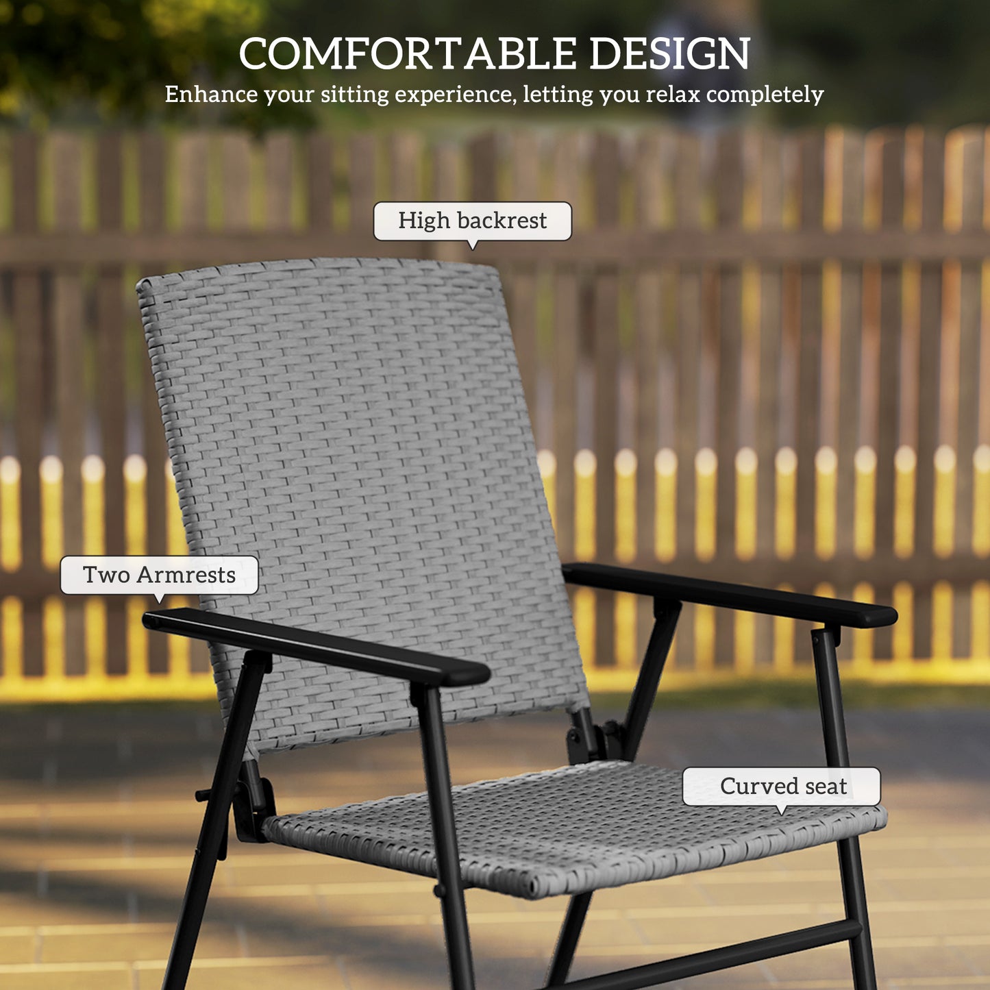 Yoriha Rattan Grey Folding Garden Chairs Set Of 2