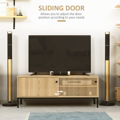 Layo 120cm Wooden Wood Effect TV Stand With Sliding Door For 50 Inch Screens