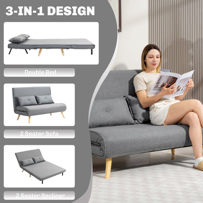 Maba Linen Look Grey 2 Seater Sofa Bed