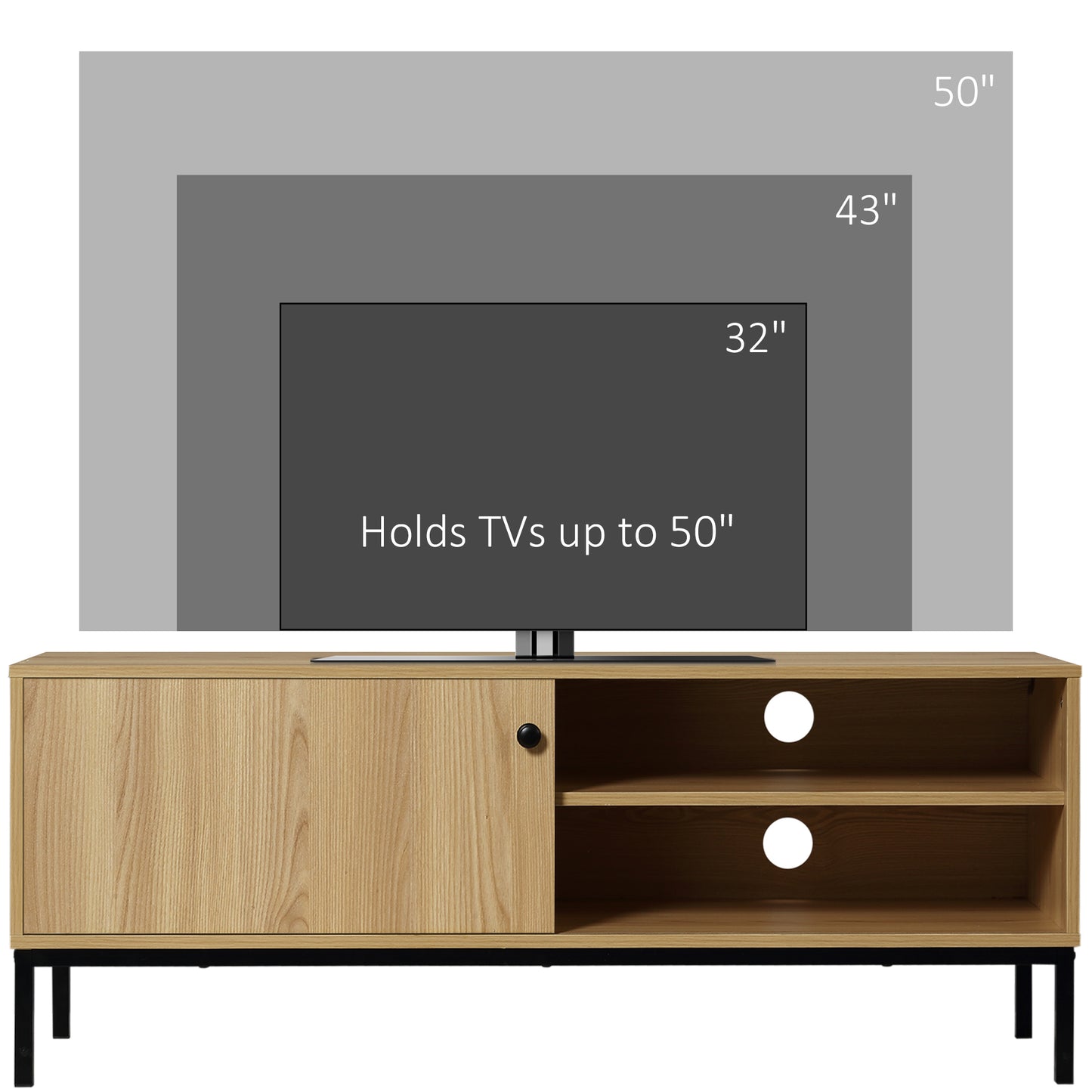 Layo 120cm Wooden Wood Effect TV Stand With Sliding Door For 50 Inch Screens