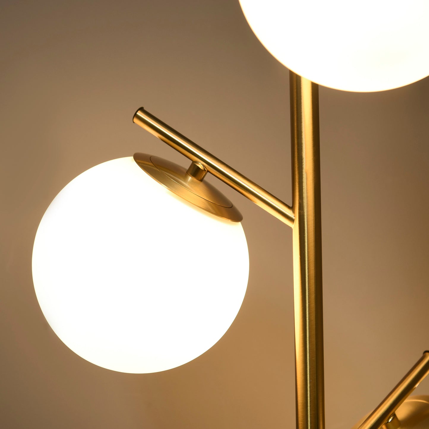 Tasozi Metal Gold 3 Light Tree Floor Lamp With Globe Shades
