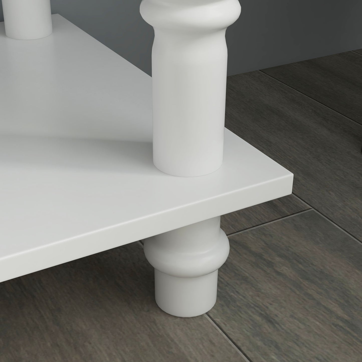 Relo Wooden White French Console Table With Drawers And Bottom Shelf