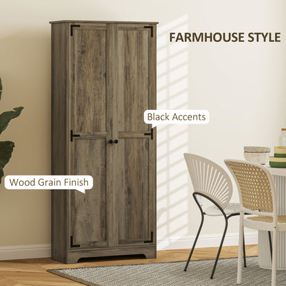 Soniso Wood Effect Tall Farmhouse Kitchen Pantry Cabinet 10 Shelves 2 Doors