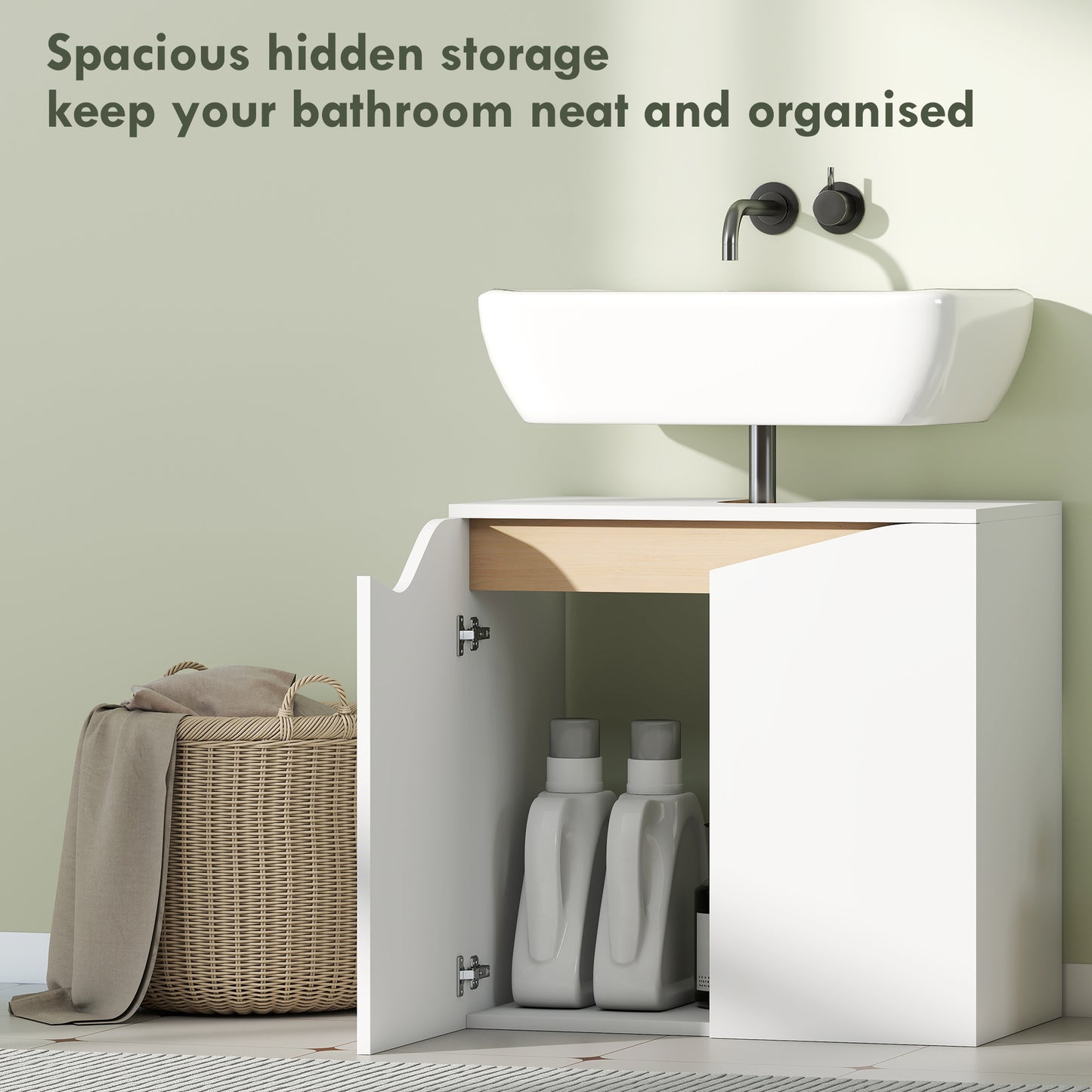 Lahane Under Sink Bathroom Storage Cabinet With Soft Close Doors White