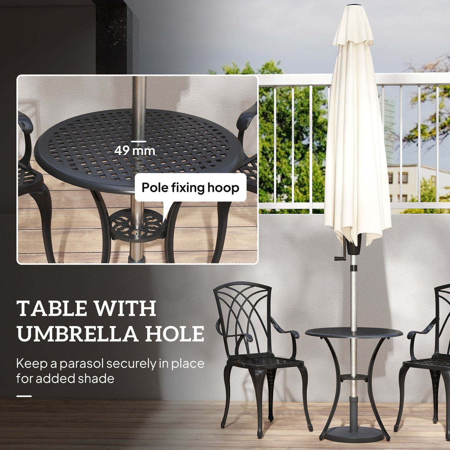 Sazzotti Brown Cast Aluminium Garden Bistro Set With 2 Armchairs And Round Table