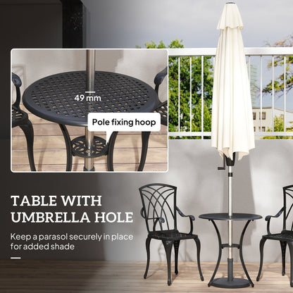 Sazzotti Brown Cast Aluminium Garden Bistro Set With 2 Armchairs And Round Table
