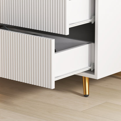 Refa Wooden White Elegant 4 Drawer Bedside Storage Table