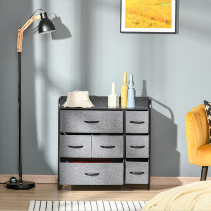 Lizi Fabric And Metal Grey 7 Drawer Foldable Storage Chest