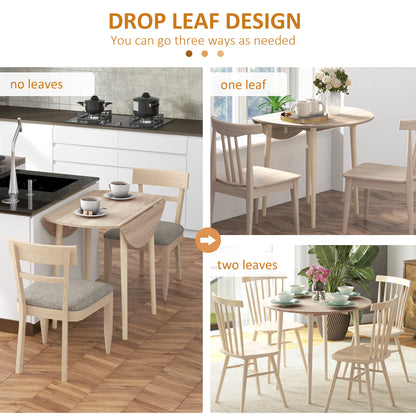 Levadifi Solid Wood Natural Round Folding Dining Table Seating 4 With TaFauxred Legs