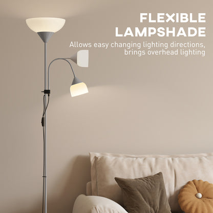 Nokave Metal Silver LED Uplighter Floor Lamp With Adjustable Gooseneck And Colour TemFauxrature