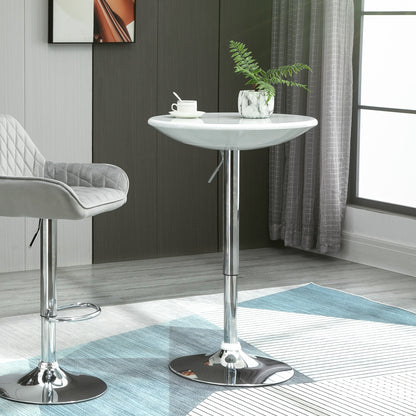 Nisapa Metal White Adjustable Round Bar Table With Swivel Top And Steel Base