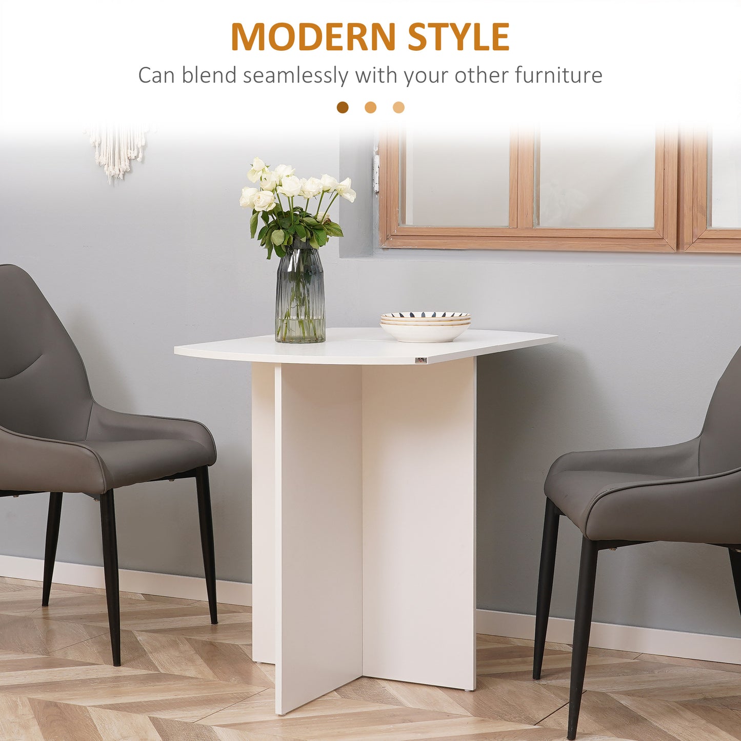 Nelu Wooden White Drop Leaf Dining Table For 4