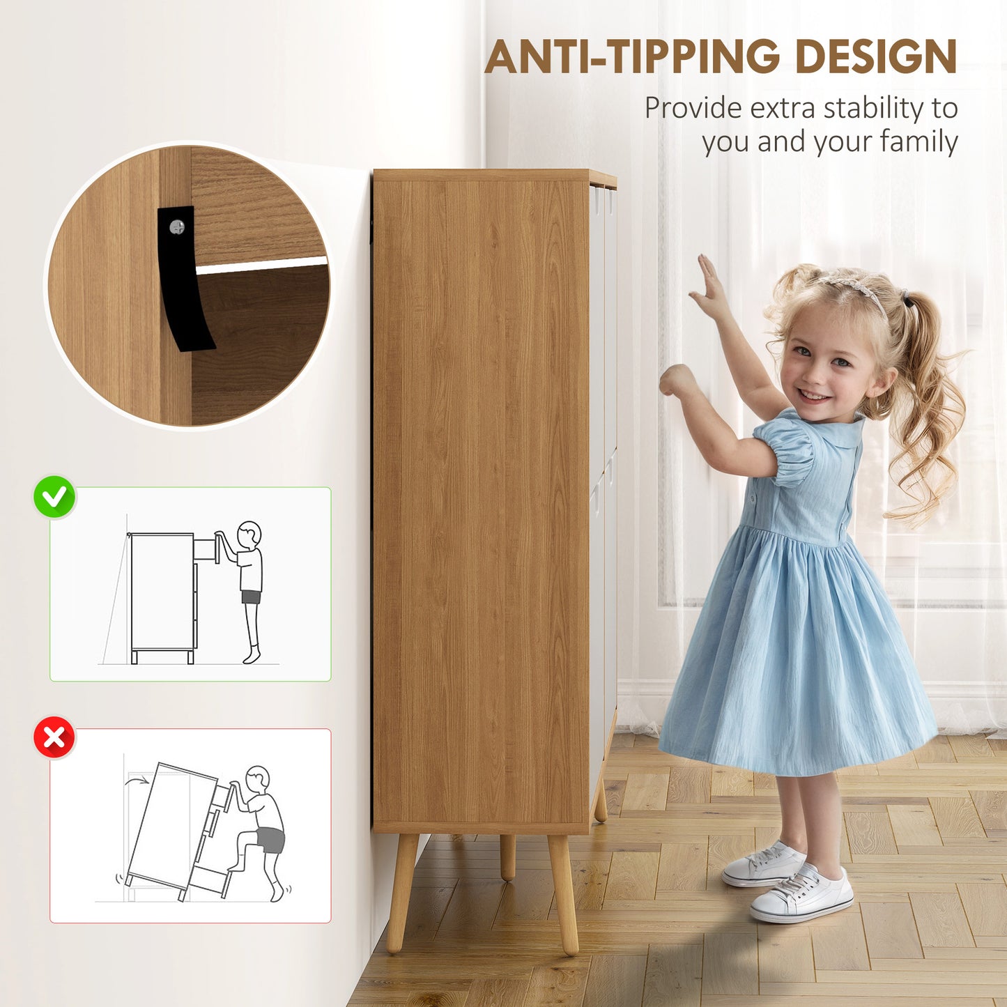 Margarita Wooden Natural  and White Shoe Cabinet With 4 Flip Drawers For 8 To 16 Pairs