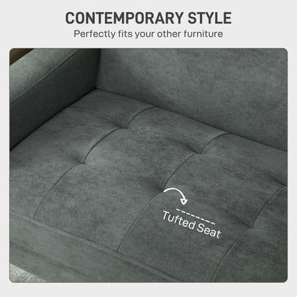 Pafa Dark Grey Velvet  Upholstered 2 Seater Sofa Natural Wooden Legs