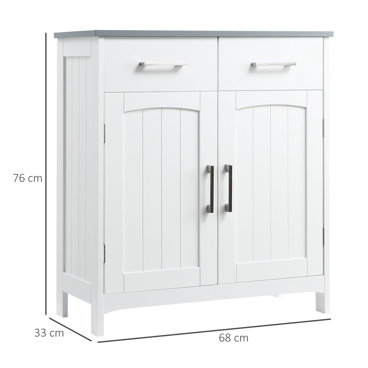 Tova White Bathroom Storage Cabinet With 2 Drawers Double Doors And Adjustable Shelves