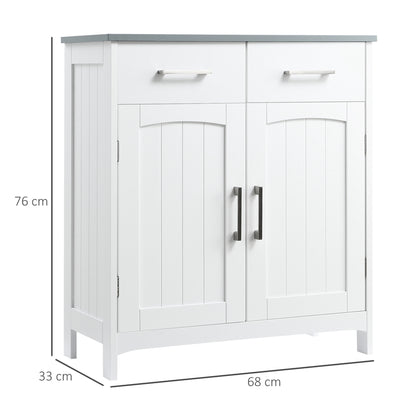 Tova White Bathroom Storage Cabinet With 2 Drawers Double Doors And Adjustable Shelves