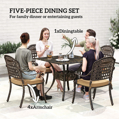 Monake 4 Seater Bronze Cast Aluminium Outdoor Garden Dining Set